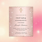 Eerste communie roos gouden uitnodiging