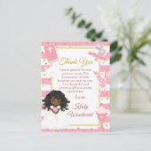 Eerste communie roze Afrikaans-Amerikaans meisje Briefkaart (Staand voorkant)