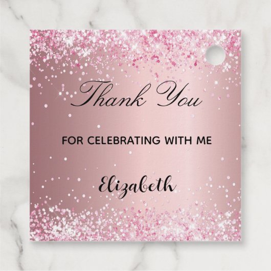 Eerste communie roze glitter dank je kruis bedankjes labels (Achterkant)