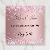 Eerste communie roze glitters bedankt bedankjes labels (Achterkant)