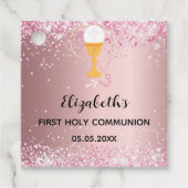 Eerste communie roze glitters bedankt bedankjes labels (Voorkant)