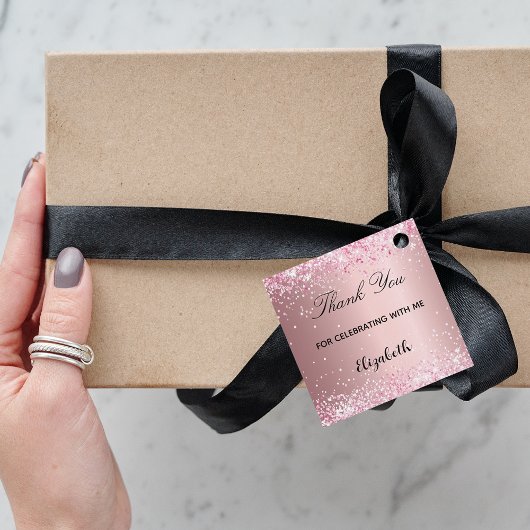 Eerste communie roze glitters bedankt bedankjes labels