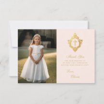Eerste Communie Roze Goud Elegant Meisje Foto Cres