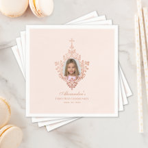 Eerste Communie Roze Gouden Kruis Meisje Foto Blus