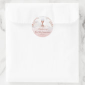 Eerste Communie roze marmeren decor Ronde Sticker (Tas)