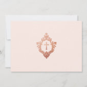 Eerste Communie Roze Meisje Foto  Roos Goud Kaart (Achterkant)