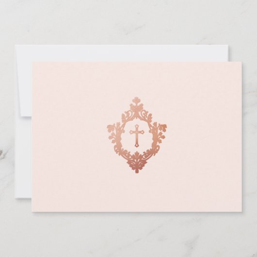 Eerste Communie Roze Meisje Foto  Roos Goud Kaart (Achterkant)