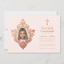 Eerste Communie Roze Meisje Foto  Roos Goud