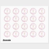 Eerste Communie roze orchidee aquarel Ronde Sticker (Vel)