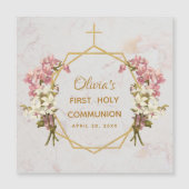 Eerste Communie Roze Orchideeën Gouden Marmeren Ma (Voorkant)