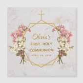 Eerste Communie Roze Orchideeën Marmer Goud Magnee (Voorkant)