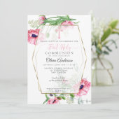 Eerste communie | Roze papavers en olijven Kaart (Staand voorkant)