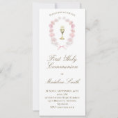 eerste communie roze pioenen kaart (Voorkant)