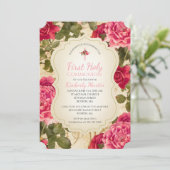 Eerste Communie  Rozen Bloemen Kaart (Staand voorkant)