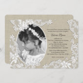 Eerste Communie Rustieke Bloemen Met Foto Kaart (Voorkant / Achterkant)