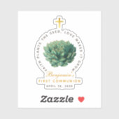 Eerste Communie sappige namaak gouden kruis script Sticker (Vel)