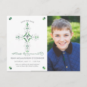 Eerste communie Save the Date Briefkaart, jongen, Aankondigingskaart