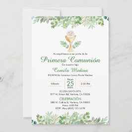 Eerste Communie Spaans groen blad groen Kaart