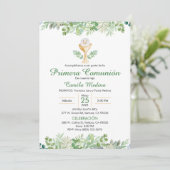 Eerste Communie Spaans groen blad groen Kaart (Staand voorkant)