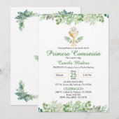 Eerste Communie Spaans groen blad groen Kaart (Voorkant / Achterkant)