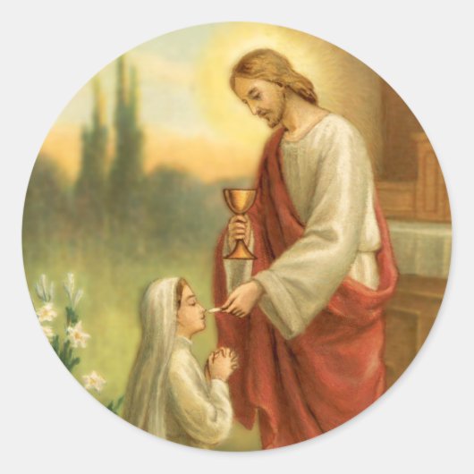Eerste Communie Stickers: Eucharistie in alle ding Ronde Sticker (Voorkant)