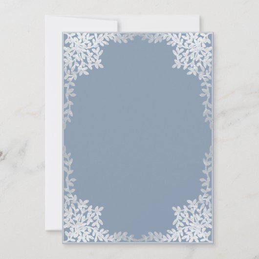 Eerste Communie Stoffig Blauw Elegante Zilveren Bl Kaart (Achterkant)