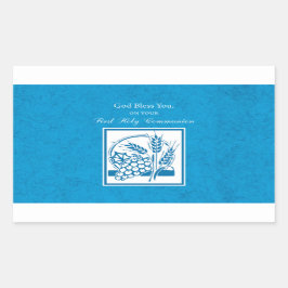 Eerste Communie, Tarwe, Blauwe Druiven Rechthoekige Sticker