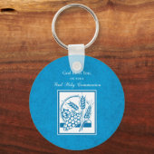 Eerste Communie, Tarwe, Blauwe Druiven Sleutelhanger (Voorkant)