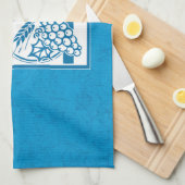 Eerste Communie, Tarwe, Blauwe Druiven Theedoek (Quarter Fold)
