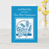 Eerste Communie, Tarwe, Druiven Blauw Kaart (Gele Bloem)