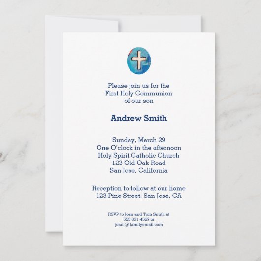 Eerste Communie Uitnodigen, , blond jongetje Kaart (Achterkant)