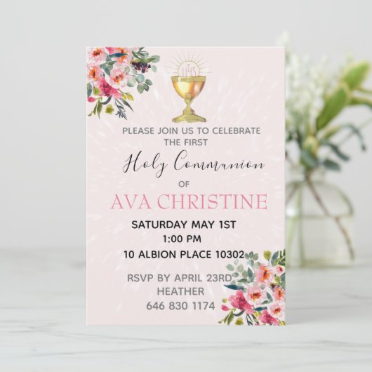 Eerste communie uitnodigen kaart (Staand voorkant)