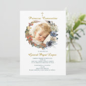 Eerste communie uitnodiging afdrukbaar invitation (Staand voorkant)