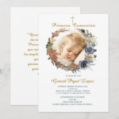 Eerste communie uitnodiging afdrukbaar invitation (Voorkant / Achterkant)