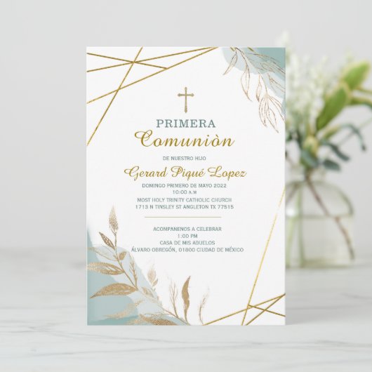 Eerste communie uitnodiging afdrukbaar uitnodiging (Staand voorkant)