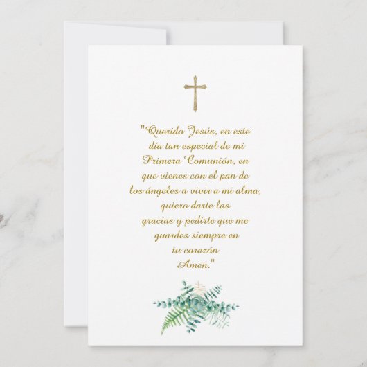 Eerste communie uitnodiging afdrukbaar uitnodiging (Achterkant)