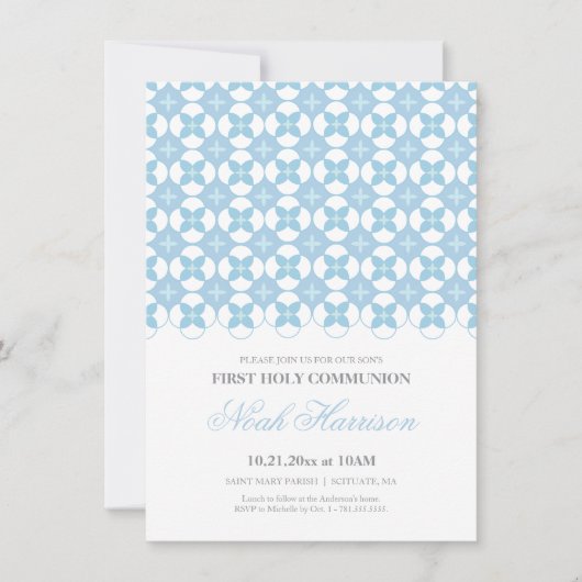 Eerste Communie Uitnodiging - Boy's Custom Kaart (Voorkant)