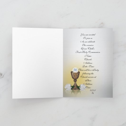 Eerste communie uitnodiging Chalice op roze (Binnen)