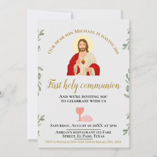 Eerste communie uitnodiging: Jezus, graal Kaart