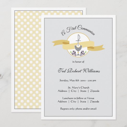 Eerste communie uitnodiging - jongen (Voorkant / Achterkant)