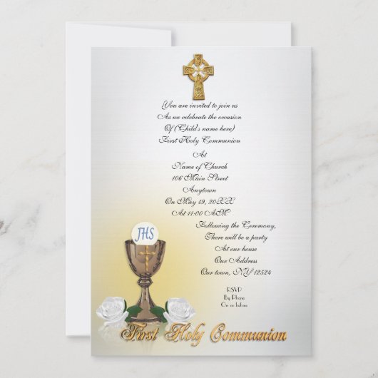 Eerste Communie uitnodiging Keltisch kruis (Voorkant)