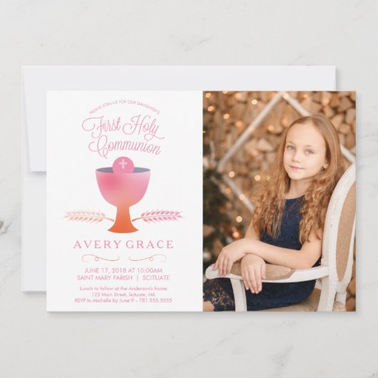 Eerste Communie Uitnodiging - Meisje Foto Uitnodig (Voorkant)
