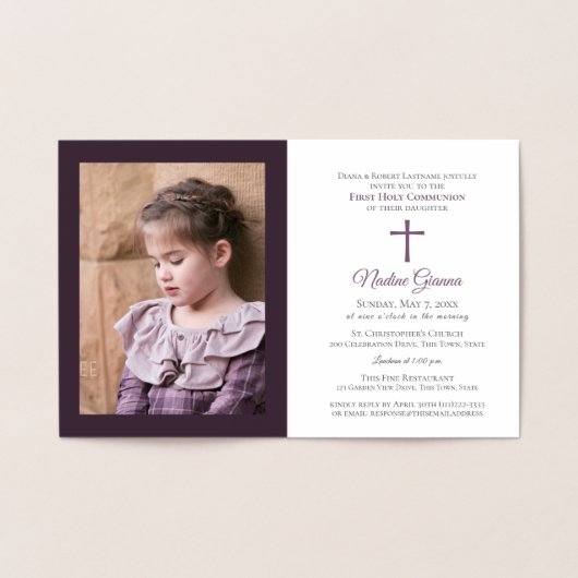 Eerste communie uitnodiging met foto (Binnen)