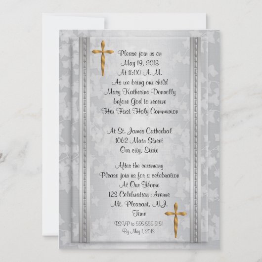 Eerste Communie Uitnodiging met foto (Achterkant)