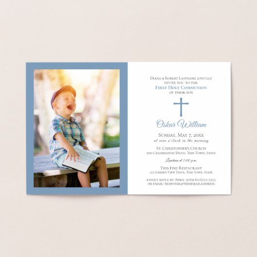 Eerste communie uitnodiging met foto (Binnen)