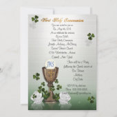 Eerste communie uitnodiging met Ierse shamrocks (Achterkant)