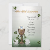 Eerste communie uitnodiging met Ierse shamrocks (Voorkant)