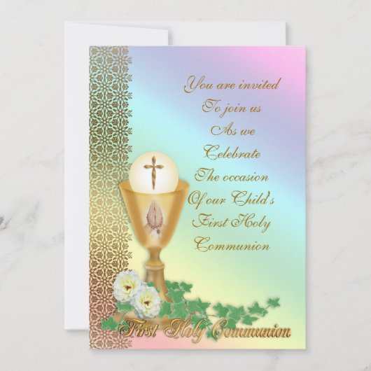 Eerste Communie Uitnodiging regenboog (Voorkant)