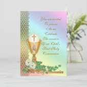 Eerste Communie Uitnodiging regenboog (Staand voorkant)