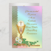 Eerste Communie Uitnodiging regenboog (Voorkant / Achterkant)